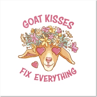 Spread Love and Laughter with Our Goat Kisses Fix Everything Posters and Art